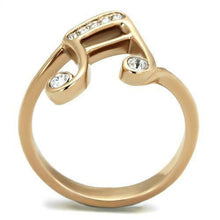 Load image into Gallery viewer, Rose Gold EP Stainless Steel Pink Crystal Musical Music Note Fashion Ring Anillo Para Mujer - ErikRayo.com
