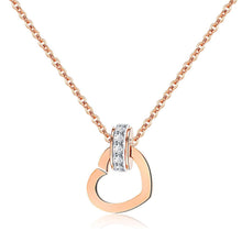 Load image into Gallery viewer, Rose Gold Heart Charm Necklace Stainless Steel 0.60 Carat CZ - Jewelry Store by Erik Rayo
