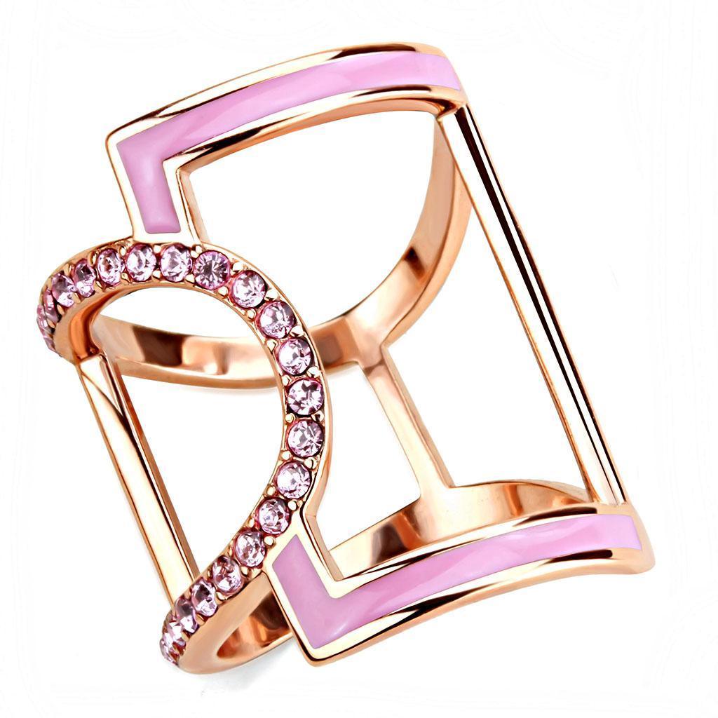 Rose Gold Womens Ring Anillo Para Mujer y Ninos Unisex Kids 316L Stainless Steel Ring with Top Grade Crystal in Light Rose - Jewelry Store by Erik Rayo