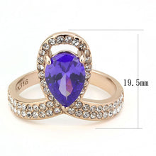 Load image into Gallery viewer, Rose Gold Womens Ring Anillo Para Mujer Stainless Steel Ring with AAA Grade CZ in Tanzanite - Jewelry Store by Erik Rayo
