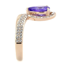 Load image into Gallery viewer, Rose Gold Womens Ring Anillo Para Mujer Stainless Steel Ring with AAA Grade CZ in Tanzanite - Jewelry Store by Erik Rayo
