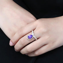 Load image into Gallery viewer, Rose Gold Womens Ring Anillo Para Mujer y Ninos Unisex Kids Stainless Steel Ring with AAA Grade CZ in Tanzanite - ErikRayo.com
