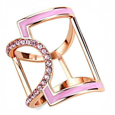 Rose Gold Womens Ring Anillo Para Mujer Stainless Steel Ring with Top Grade Crystal in Light Rose - Jewelry Store by Erik Rayo