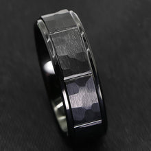 Load image into Gallery viewer, Mens Wedding Band Rings for Men Wedding Rings for Womens / Mens Rings Black Brushed Rock Skin 3 Diamonds Inlay
