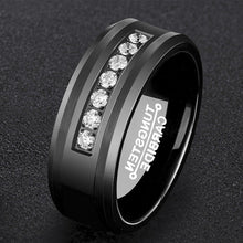 Load image into Gallery viewer, Tungsten Rings for Men Wedding Bands for Him Womens Wedding Bands for Her 6mm Black Diamonds Inlay Comfort Fit
