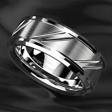 Load image into Gallery viewer, Tungsten Rings for Men Wedding Bands for Him Womens Wedding Bands for Her 8mm Silver Leaf New Brushed Style
