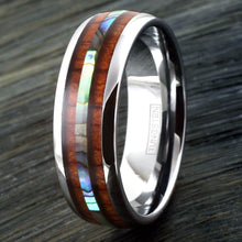 Load image into Gallery viewer, Engagement Rings for Women Mens Wedding Bands for Him and Her Promise / Bridal Mens Womens Rings Hawaiian Koa Wood and Abalone

