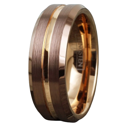 Tungsten Carbide Rings for Women Wedding Bands for Her 6mm Rose Gold Bronze-Brown