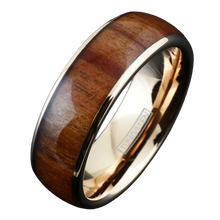 Load image into Gallery viewer, Engagement Rings for Women Mens Wedding Bands for Him and Her Promise / Bridal Mens Womens Rings Rose Gold Brown Wood
