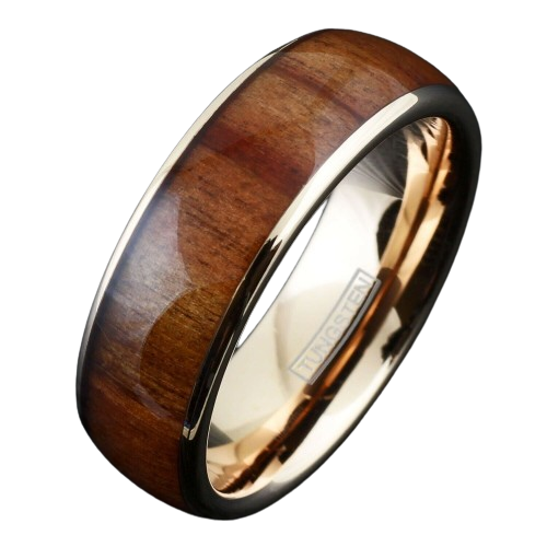 Engagement Rings for Women Mens Wedding Bands for Him and Her Promise / Bridal Mens Womens Rings Rose Gold Brown Wood