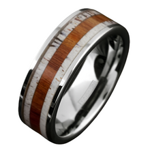 Load image into Gallery viewer, Mens Wedding Band Rings for Men Wedding Rings for Womens / Mens Rings Deer Antler With Sandalwood Stripe Wedding Band
