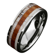 Load image into Gallery viewer, Men&#39;s Wedding Band Rings - Deer Antler with Sandalwood Stripe - Wedding Rings for Men and Women
