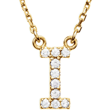 Load image into Gallery viewer, 14k Yellow White or Rose Gold Diamond Initial Letter I Pendant Necklace 18&quot;
