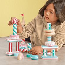 Load image into Gallery viewer, FAO Schwarz Tasty Towers Castle Blocks 45pc Sweets-Themed Building Fantasy
