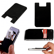 Load image into Gallery viewer, 5x Silicone Credit Card Holder Cell Phone Wallet Pocket Sticker Adhesive Black
