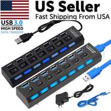 Load image into Gallery viewer, 7 Port USB 2.0 / 3.0 Hub Splitter Adapter High Speed For PC Laptop Mac Desktop
