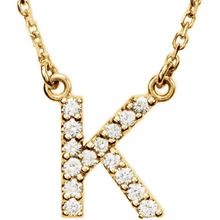 Load image into Gallery viewer, 14k Yellow White or Rose Gold Diamond Initial Letter K Pendant Necklace 18&quot;
