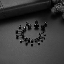 Load image into Gallery viewer, Black Stud Earrings with Roundback 7 Pair Stainless Steel Round Cubic Zirconia for Men Women Children and Babies - Jewelry Store by Erik Rayo
