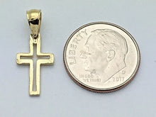 Load image into Gallery viewer, 14k Yellow Gold Small Christian Open Cross Religious Charm Pendant 0.8gram
