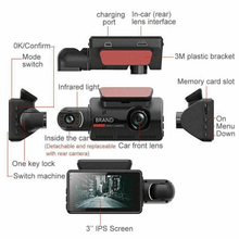 Load image into Gallery viewer, 1080P Dual Lens Car DVR Dash Cam Video Recorder G-Sensor Front And Inside Camera
