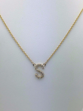 Load image into Gallery viewer, 14k Yellow White or Rose Gold Diamond Initial Letter S Pendant Necklace 18&quot;
