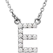 Load image into Gallery viewer, 14k Yellow White or Rose Gold Diamond Initial Letter E Pendant Necklace 18&quot;
