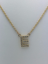 Load image into Gallery viewer, 14k Yellow White or Rose Gold Diamond Initial Letter E Pendant Necklace 18&quot;
