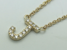 Load image into Gallery viewer, 14k Yellow White or Rose Gold Diamond Initial Letter J Pendant Necklace 18&quot;
