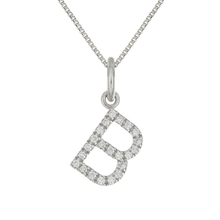 Load image into Gallery viewer, 14k Yellow White or Rose Gold Diamond Initial Letter Charm Pendant Necklace 18&quot;
