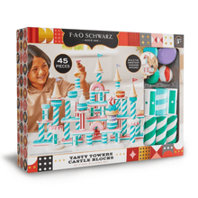 Load image into Gallery viewer, FAO Schwarz Tasty Towers Castle Blocks 45pc Sweets-Themed Building Fantasy
