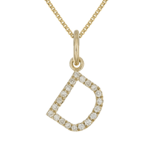 Load image into Gallery viewer, 14k Yellow White or Rose Gold Diamond Initial Letter Charm Pendant Necklace 18&quot;
