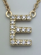 Load image into Gallery viewer, 14k Yellow White or Rose Gold Diamond Initial Letter E Pendant Necklace 18&quot;
