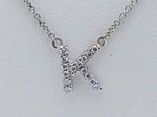 Load image into Gallery viewer, 14k Yellow White or Rose Gold Diamond Initial Letter K Pendant Necklace 18&quot;
