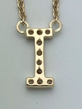 Load image into Gallery viewer, 14k Yellow White or Rose Gold Diamond Initial Letter I Pendant Necklace 18&quot;
