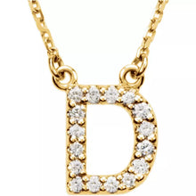 Load image into Gallery viewer, 14k Yellow White or Rose Gold Diamond Initial Letter D Pendant Necklace 18&quot;
