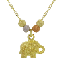 Load image into Gallery viewer, 14k Tri Color Gold Ball Bead Elephant Charm Bracelet Anklet 9.5&quot; Singapore Chain
