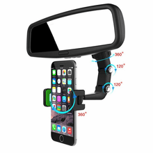 Load image into Gallery viewer, 360° Car Rearview Mirror Rotation Adjustable Phone Holder Mount Multifunction
