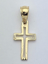 Load image into Gallery viewer, 14k Yellow Gold Small Christian Open Cross Religious Charm Pendant 0.8gram
