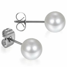 Load image into Gallery viewer, Pearl Earrings 6 Pair Stainless Steel Round for Men Women and Children - Jewelry Store by Erik Rayo
