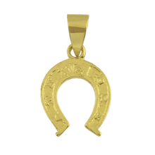 Load image into Gallery viewer, 14k Yellow Gold Solid Small Horse Shoe Charm Pendant 1 gram
