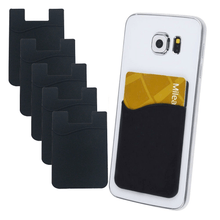 Load image into Gallery viewer, 5x Silicone Credit Card Holder Cell Phone Wallet Pocket Sticker Adhesive Black
