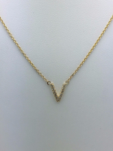 Load image into Gallery viewer, 14k Yellow White or Rose Gold Diamond Initial Letter V Pendant Necklace 18&quot;
