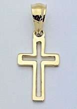 Load image into Gallery viewer, 14k Yellow Gold Small Christian Open Cross Religious Charm Pendant 0.8gram
