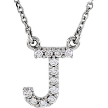 Load image into Gallery viewer, 14k Yellow White or Rose Gold Diamond Initial Letter J Pendant Necklace 18&quot;
