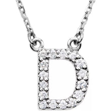 Load image into Gallery viewer, 14k Yellow White or Rose Gold Diamond Initial Letter D Pendant Necklace 18&quot;
