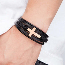 Load image into Gallery viewer, Leather Cross Bracelets Jesus Christian Symbol
