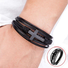 Load image into Gallery viewer, Leather Cross Bracelet Jesus Christian Symbol - Jewelry Store by Erik Rayo
