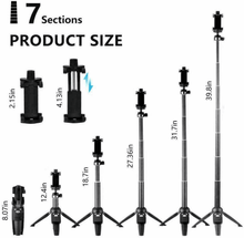 Load image into Gallery viewer, Selfie Stick Tripod 40&quot; Bluetooth Remote Portable for iPhone and Android Phones
