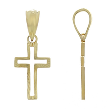 Load image into Gallery viewer, 14k Yellow Gold Christian Religious Small Open Cross Charm Pendant 0.8 gram
