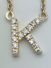 Load image into Gallery viewer, 14k Yellow White or Rose Gold Diamond Initial Letter K Pendant Necklace 18&quot;
